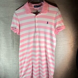 Ralph Lauren Pink and White Striped Polo Dress